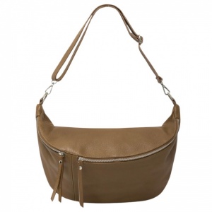 XL Leather Crossbody Bag - Taupe (SILVER HARDWARE)